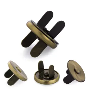 QingHe 18x2mm perak antik sangat tipis, kancing jepret logam pengencang bulat tombol magnetik untuk tas dan pakaian
