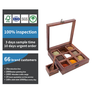 Masala Spice Box Masala Box DabbaLock Wooden Spice Rack ContainerUtility Box Hand Crafted Square Spice Box