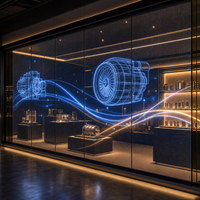 Écran LED transparent pour présentation sur mur de verre de salle d'exposition d'entreprise