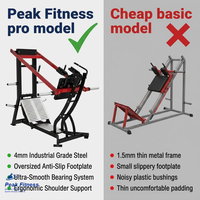 Machine à Squat Double Rail Professionnelle pour Entraînement de Force en Salle de Sport avec Plateforme de Musculation des Ischio-jambiers et Conception Pendulaire à Charge par Plaques, Capacité 2t