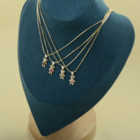 Trendy, op maat gemaakte, schattige, gepersonaliseerde kubische zirkonia Koreaanse 14K gouden ketting met waterdichte PVD hanger, teddybeer Valentijnsdag ketting