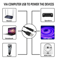 Cable de Alimentación Convertidor de Voltaje USB 5V a DC 12V con Material de PVC, Conductor de Cobre Puro, Ecológico para Uso en Computadoras