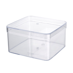 Boîte en plastique transparente carrée, sécurisée pour les aliments, avec couvercle séparé, empilable, en PS rigide, pour confiserie, collations, bibelots, emballage cadeau - Product Image 2