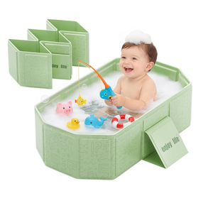 Vasca da Bagno Pieghevole per Neonati, Grande Vasca Quadrata in PVC per Interni con Supporto per Doccia, Vasca Portatile Multifunzione per Bambini da 0-12 Mesi - Product Image 4