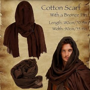 Ensemble de 7 accessoires de costume Renaissance : Ceinture en cuir, pochette, protège-bras, protège-jambes, châle – Idéal pour LARP, Ren-Fair, Halloween - Product Image 4
