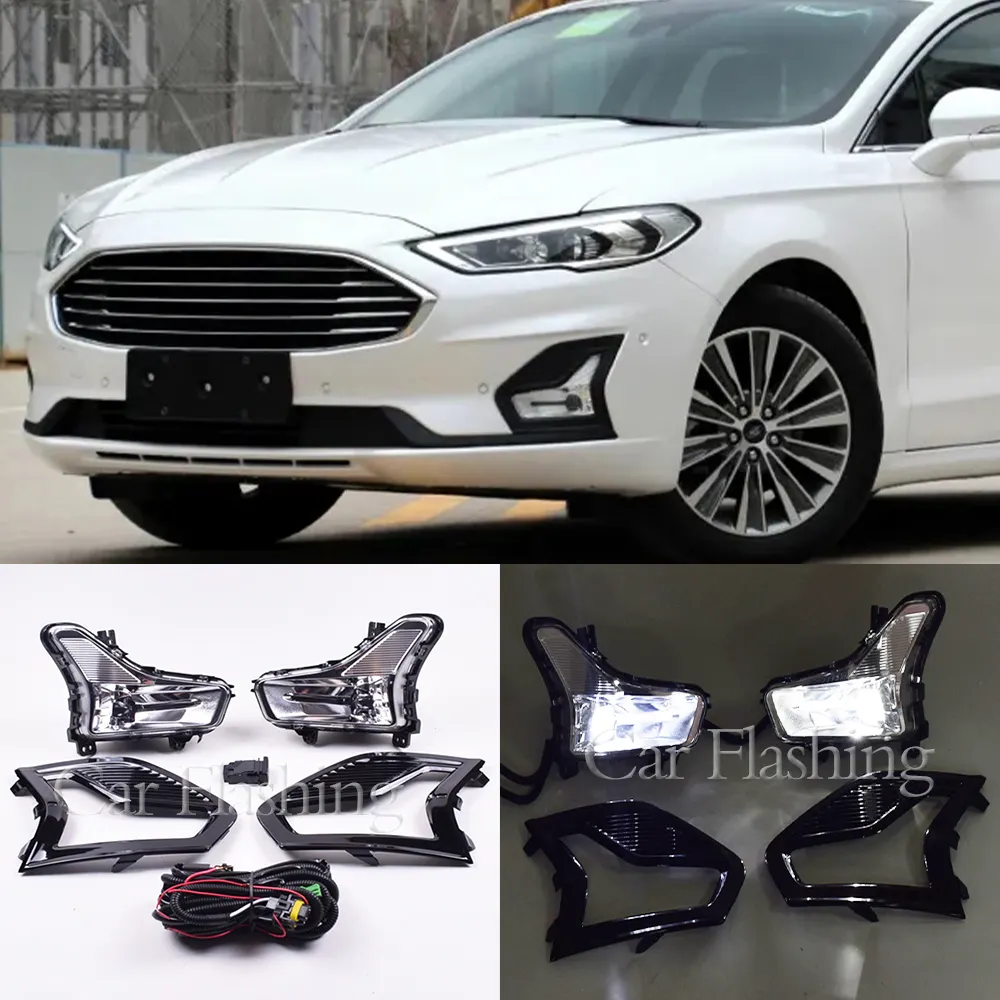 एलईडी कोहरे प्रकाश विधानसभा के लिए फोर्ड Mondeo फ्यूजन 2019 2020 सामने दीपक दिन चलने प्रकाश लैंप कवर फ्रेम दोहन के साथ