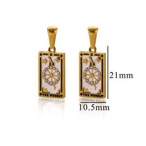 Liontin baru pesona kalung perhiasan <span class=keywords><strong>Tarot</strong></span> ins mode retro DIY liontin baja nirkarat persegi panjang menetes minyak menara zircon - Product Image 3