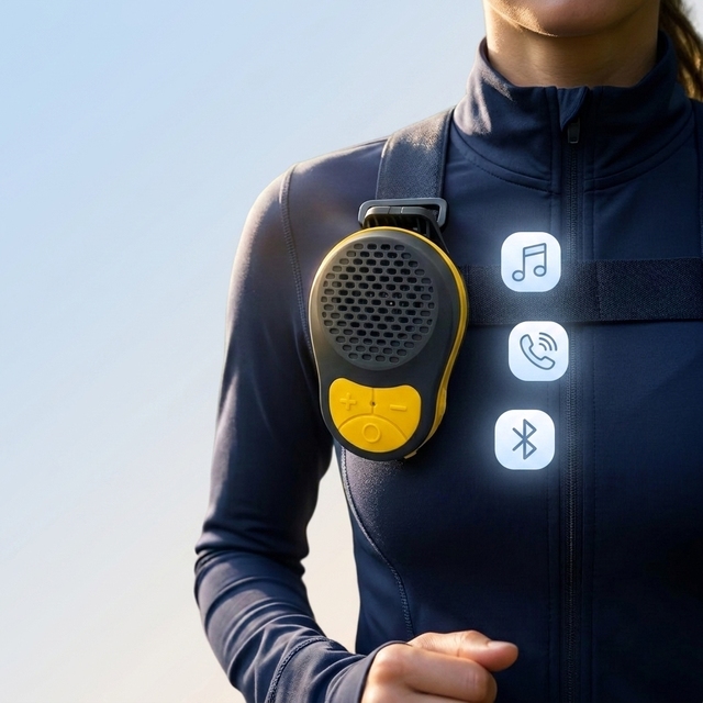 Clip-on Wearable Wireless for 5.3 Speaker with Built-in Mic & Voice Control Mini Active Subwoofer for Outdoor Exercise