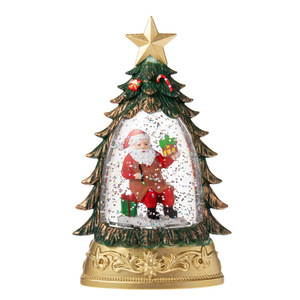 Dropshipping Shopify Christmas Tree Snow Globe With Lights <b>Glitter</b> Waterless Tabletop Decor Night Light - Product Image 1