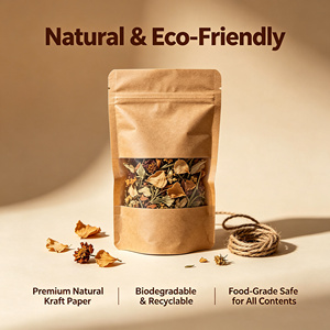 Sachet Doypack Personnalisé en Kraft Imprimé avec Fermeture Zip Refermable et Fenêtre pour l'Emballage de Grains de Café, Thé et Bonbons - Product Image 2