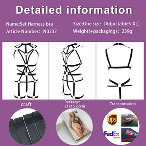 Harnais de corps élastique noir style gothique punk avec porte-jarretelles pour <span class=keywords><strong>bas</strong></span>, lingerie <span class=keywords><strong>sexy</strong></span> à lanières pour femme, pour les soirées en club - Product Image 2