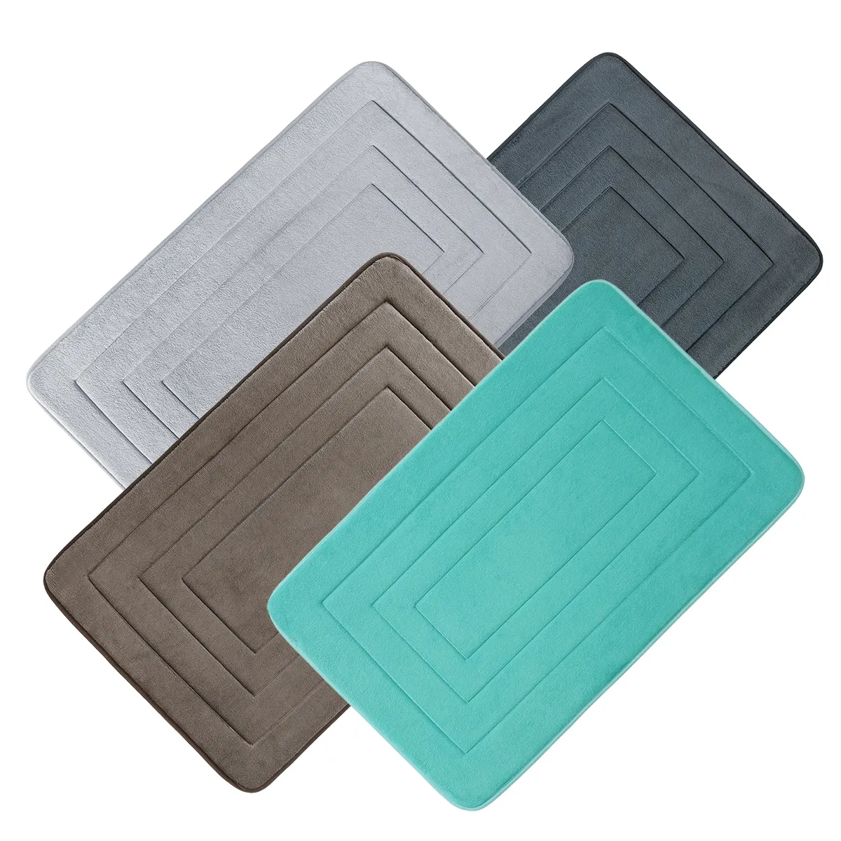 Embossed microfiber bath mat Water-absorbing soft foot mat solid color non-slip PVC bathroom floor mat