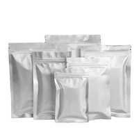 Sac en aluminium pour emballage d'aliments, sac plat à fermeture éclair, pochette d'emballage en aluminium à fermeture éclair, sac plastique argenté, unités