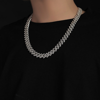 Chaîne Miami Cuban Link en moissanite, sertie de diamants, 2 rangées, 14 mm, VVS, certifiée GRA, hip hop, argent sterling 925, bijoux fins, collier pour homme
