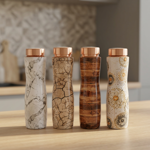 Bouteille d'eau moderne en métal avec couvercle à vis, sans BPA, 100 % cuivre véritable avec couvercle en verre, durable, idéale pour les boissons au bureau - Product Image 4