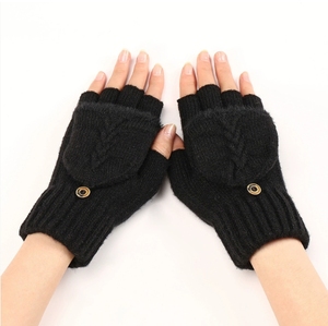 Women's Dual-season <strong>Gloves</strong> with Visible Fingers, Ribbed Cuffs and a <strong>Loose</strong>-fitting Fold-over Flap. - Product Image 4