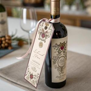 Targhetta da appendere con finitura opaca personalizzata <span class=keywords><strong>per</strong></span> <span class=keywords><strong>bottiglie</strong></span> di <span class=keywords><strong>vino</strong></span> con laccetto olografico con etichetta di imballaggio industriale campione gratuito - Product Image 5