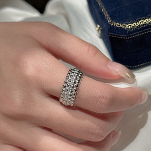 Anillo de Plata de Ley S925 con Circonita, Diseño Vintage de Lujo Ligero, Estilo Francés Elegante, Incrustaciones de Diamantes, Talla Única - Product Image 2