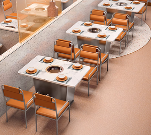 Mobiliario Comercial para Restaurantes: Parrilla Coreana BBQ, Mesa y Silla para Cafetería, Cabina de Café, Barra Metálica para Exteriores y Hogar - Product Image 3