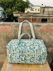 Bolsa de Lona de Algodón con Estampado Floral y Cierre de Cremallera, Bolsa de Viaje de Gran Capacidad con Asa para el Hombro - Product Image 2