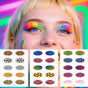 Nuevo estilo europeo y americano impermeable respetuoso con el medio ambiente brillo brillante fiesta estampado de <span class=keywords><strong>leopardo</strong></span> sombra de ojos temporal tatuaje pegatina - Product Image 1