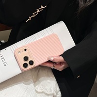 Étui de protection antichute à rayures verticales ondulées avec grande fenêtre, compatible avec les téléphones Apple 17 Pro Max et Apple 16 Pro Max