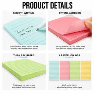 Design Lined Star Sticky Notes 4‑Color Self‑Adhesive Thick Smooth <b>Memo</b> <b>Pads</b> Strong Adhesive for Office School Student Stationery - Product Image 2