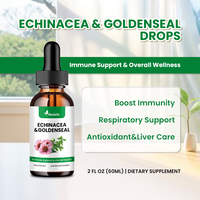 Gouttes liquides d'échinacée et de ginseng d'Amérique à marque privée, Teinture d'extrait végétal naturel, Soutien pour le bien-être immunitaire, hépatique et digestif