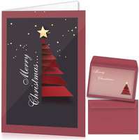 Tarjeta de Felicitación Navideña 3D con Diseño de Árbol de Navidad Semi-Oculto, Tarjeta Plegable en Forma de Sobre, Papel Ecológico, Tamaño Personalizado