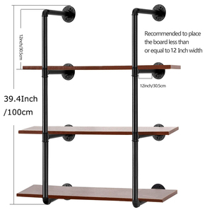 Étagères murales en métal noir rustique industriel pour chambre, salon, cuisine – Supports de rangement DIY pour la maison - Product Image 3