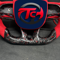 Volant sport personnalisé en fibre de carbone forgée rouge LED pour Dodge Challenger Hellcat SRT Charger Grand Cherokee