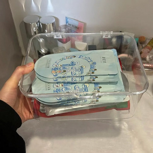 Transparent Acrylic Desktop <b>Storage</b> <b>Box</b> Rectangle With Flip Top Lid For Cosmetics Snacks Hair Accessories <b>Small</b> Items - Product Image 3