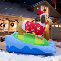 Décoration de Noël gonflable en forme de boîte cadeau pour chien, Père Noël en tissu Oxford, mignonne, pour fêtes, événements, maison, jardin, durable, imperméable
