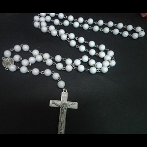 Mais Populares 8 mm Beads Jesus Cristo Crucifixo Cruz Católica Preto Beads Rosário Colar Feito À Mão para Homens - Product Image 3