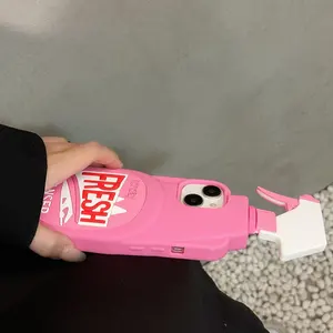 Funda de Silicona Suave con Diseño 3D de Dibujos Animados en Rosa Chic para iPhone Pro Max 13 Pro, Estilo Botella de Agua Fresca, Artículos para el Hogar - Product Image 5