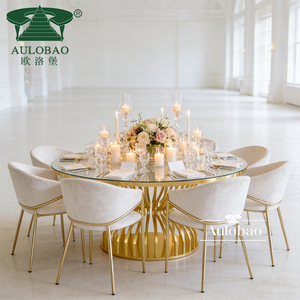 Modern Stainless Steel Metal Round Event Wedding <b>Table</b> - Product Image 5