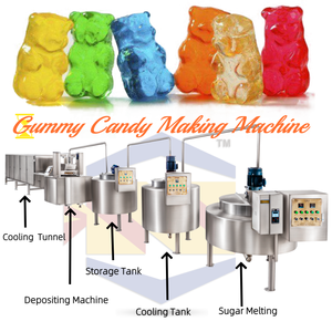 Precio de fábrica Fabricación de alta productividad 300/450/600/Kgs/H Jelly Soft <span class=keywords><strong>Gummy</strong></span> Bear Candy Línea de producción - Product Image 3