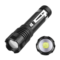 Lampe torche de poche tactique LED ultra-lumineuse 500 lumens en alliage d'aluminium avec interrupteur arrière, zoom et clip ceinture pour camping et EDC