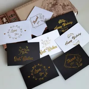 Kustom kertas emas dapat ditulis ulang tahun kartu undangan hadiah kartu pesan menghias kartu Terima kasih untuk Bisnis dipersonalisasi