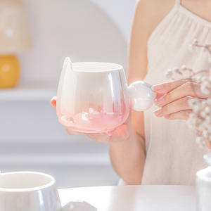 Ceramic Cartoon Mug Gradient Purple Design With Handle Single Cup For <b>Presents</b> - Product Image 5