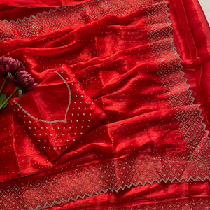 Full <b>Saree</b> Of Heavy quality Original Jimmu chu <b>saree</b> Full zarkhan & Diamond work done in <b>saree</b> - Product Image 4