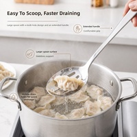 Ustensiles de cuisine en acier inoxydable 201 durables : Spatule ajourée, Cuillère à soupe, Cuillère à pâtes et Cuillère passoire