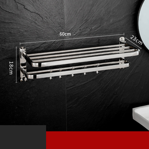 Vendita di fabbrica moderno 60cm lungo pieghevole portasciugamani in acciaio inossidabile porta oggetti da bagno per il montaggio ad angolo - Product Image 4
