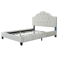 Willsoon New Store Assemblage facile lattes de bois Queen Size velours rembourré plate-forme lit tissu doux matériel chambre meubles