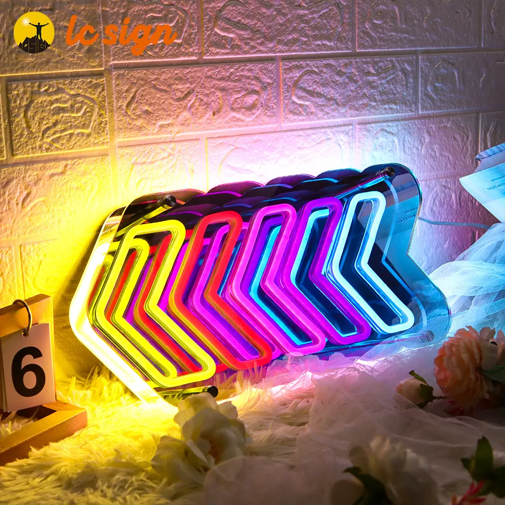 Fábrica Personalizada Magia 3d Led Flexível Neon Light Shape Infinito Espelho Efeito Com Multi-camada Espelho 3d Neon Sign