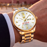 Montre-bracelet pour homme, boîtier en alliage de 36 mm, étanche 30 m, montre à quartz pour homme, bracelet en acier inoxydable