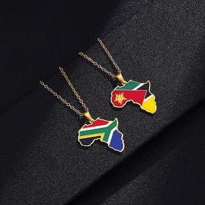 Vente chaude Carte Africaine En Acier Inoxydable Papillon Pendentif Lien Chaîne Collier Unisexe <span class=keywords><strong>Voyage</strong></span> De Mode En Gros - Product Image 4