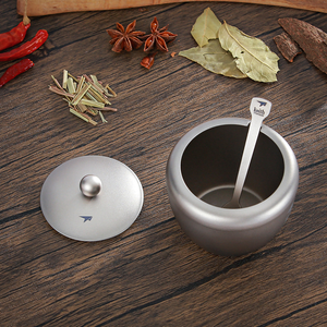 Gran oferta, botellas de condimentos de titanio puro de 220ml, Salero y pimentero, tapas de tarros de especias, cuchara de titanio para cocina, herramientas de especias y hierbas - Product Image 5