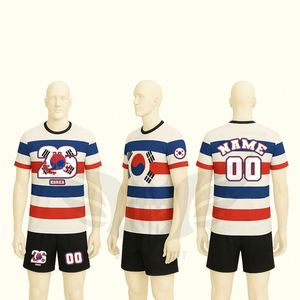 ชุดเสื้อฟุตบอลแบบกำหนดเอง ปี 2026 ลายพิมพ์แบบซับลิเมชั่น ดีไซน์เกาหลี ผ้าเนื้อสัมผัสพิเศษ ชุดฟุตบอลชาย - Product Image 2