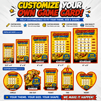 Tarjeta de juego de doble cara con cinco ventanas y patrones impresos a todo color de alta calidad para eventos de recaudación de fondos